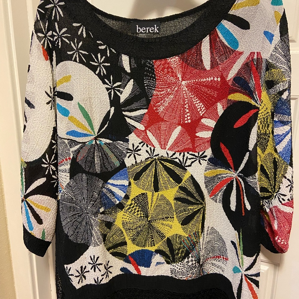 Berek Black and Red Tunic with Geometric Patterns